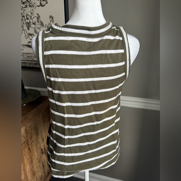 LOFT Green‎ Striped Harbor Cotton Tank Top-Size XS - Picture 4 of 5